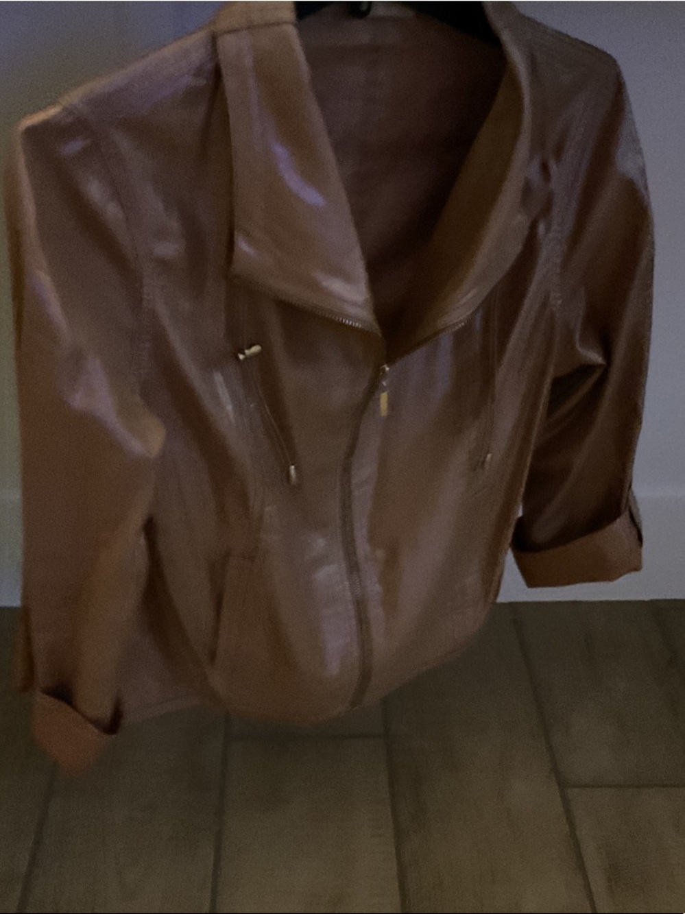 Women’s Brown/Gold Metallic  Zip-Front Jacket